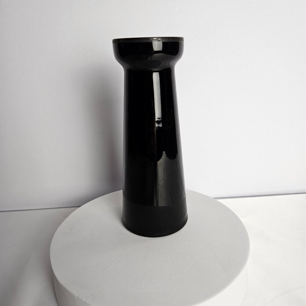 Czechoslovakian Pottery Vase Black Hand-Etched Bird Motif Gloss Finish 6.5"t - Picture 14 of 16